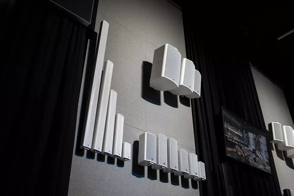 Modern conference room with professional audio setup